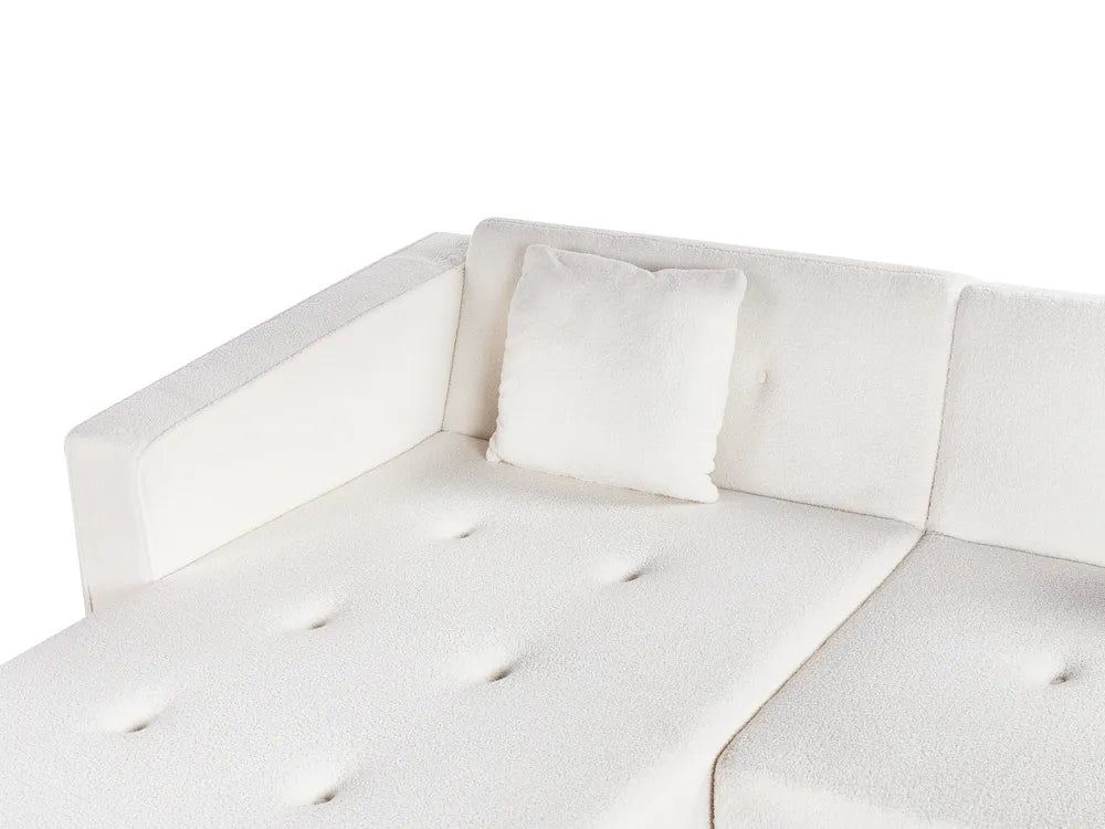 Corner Sofa Bed 4 Seater Boucle Off-White Right Hand Alarick
