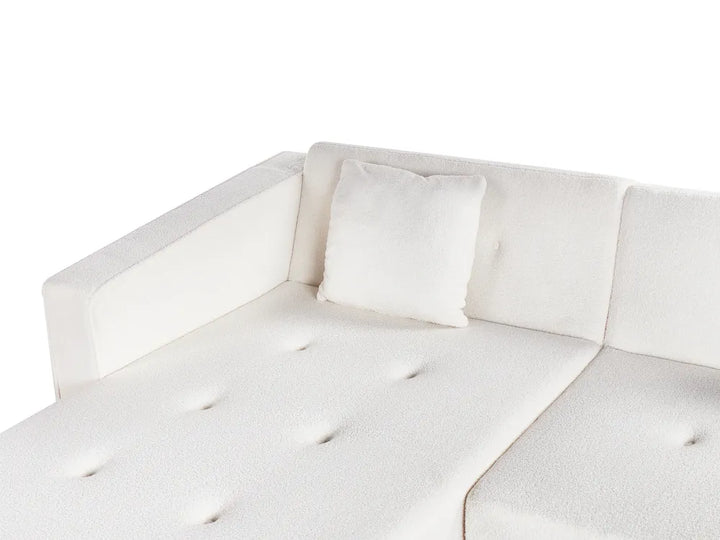 Corner Sofa Bed 4 Seater Boucle Off-White Right Hand Alarick