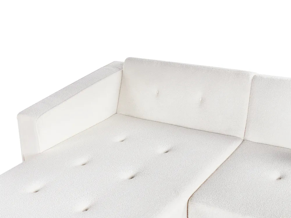 Corner Sofa Bed 4 Seater Boucle Off-White Right Hand Alarick