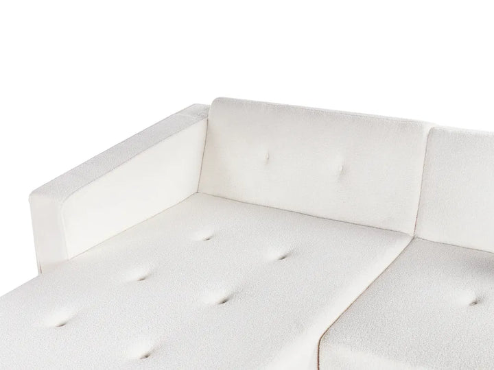 Corner Sofa Bed 4 Seater Boucle Off-White Right Hand Alarick