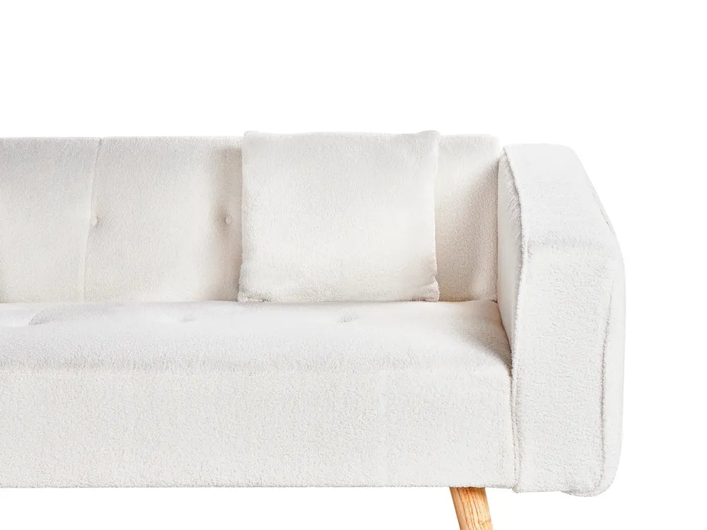 Corner Sofa Bed 4 Seater Boucle Off-White Right Hand Alarick
