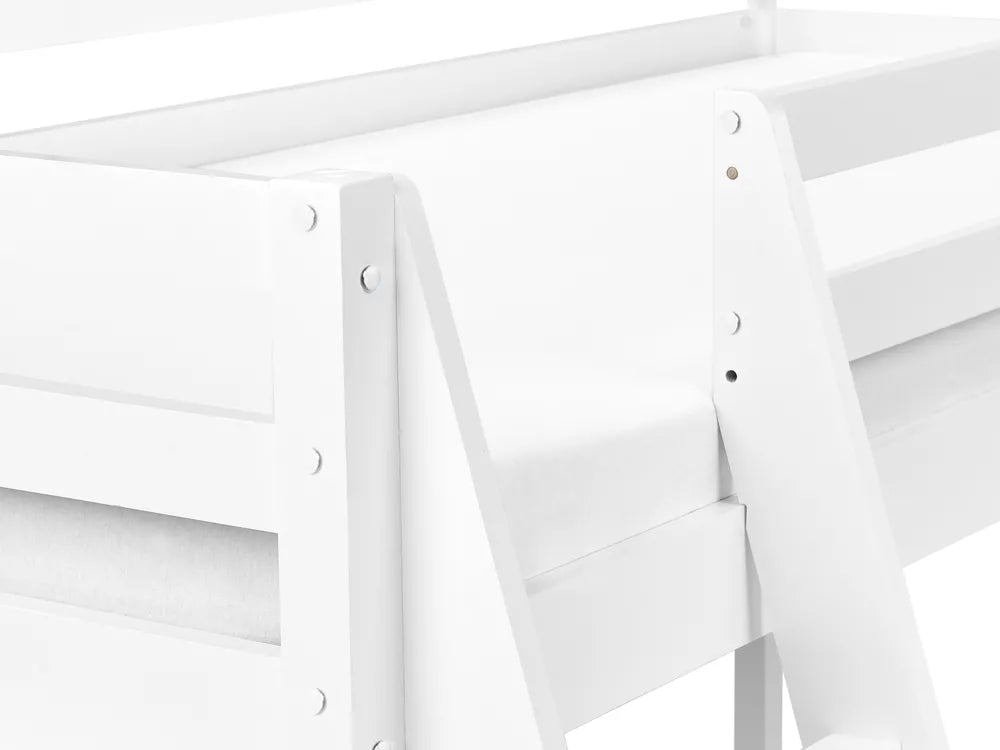 Mid Sleeper Bed Pine Wood 90 x 200 cm (EU Single) White Gieze