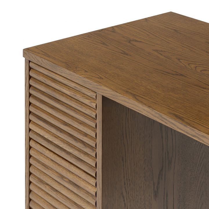 D.I. Designs Charlton Ribbed Walnut Oak Wood Desk