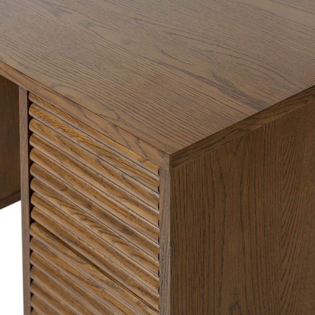 D.I. Designs Charlton Ribbed Walnut Oak Wood Desk