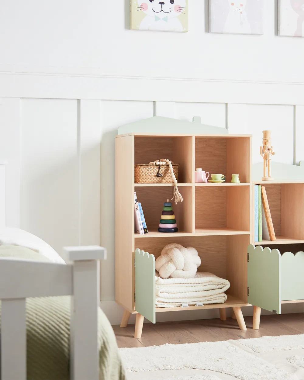 2 Tier Shelving Unit 105 cm Light Green Bayze