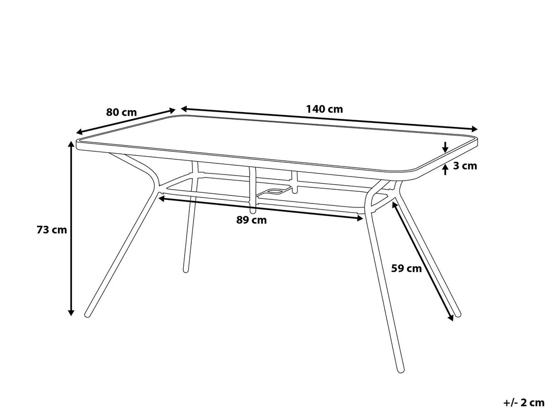 Livo Garden Dining Table  140 cm 80 cm Glass Black