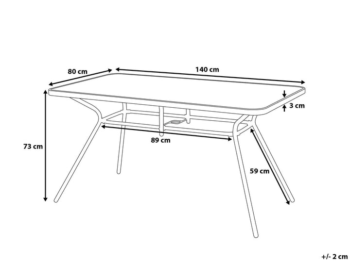 Livo Garden Dining Table  140 cm 80 cm Glass Black