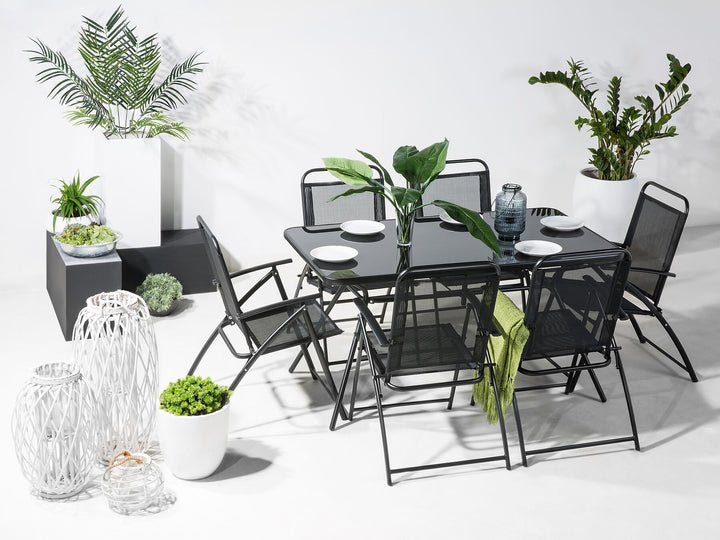 Livo Garden Dining Table  140 cm 80 cm Glass Black