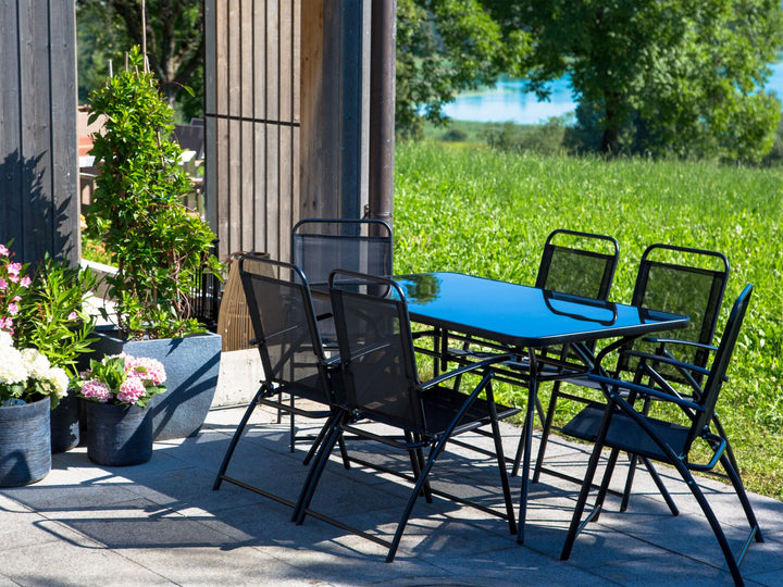 Livo Garden Dining Table  140 cm 80 cm Glass Black