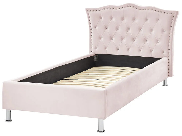 Bed Velvet 90 x 200 cm (EU Single) Pastel Pink Jazzae