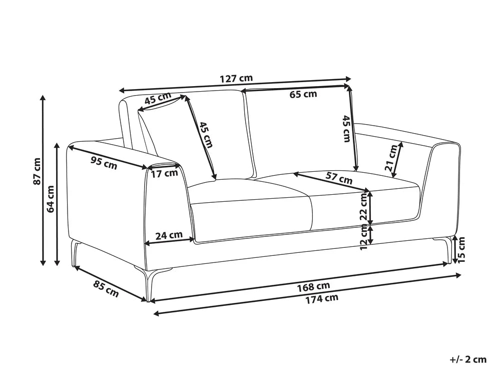 2 Seater Fabric White Laurea