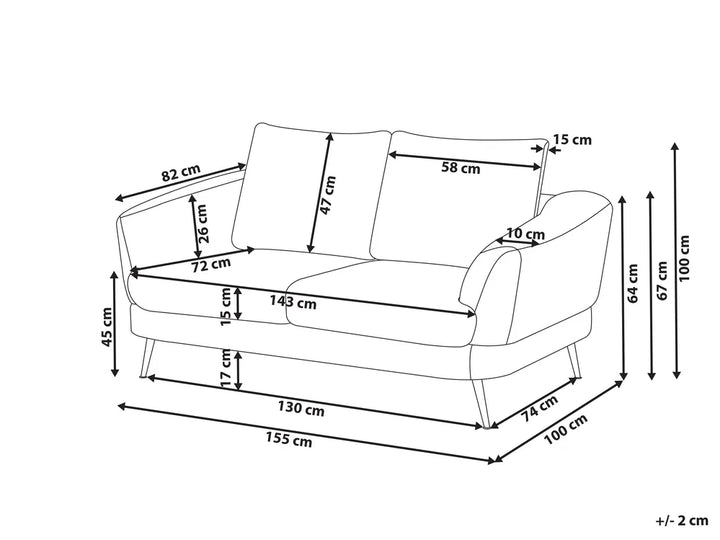 Sofa 2 Seater Fabric Off-White Cleo