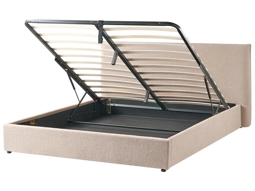 Ottoman Bed Boucle 180 x 200 cm (EU Super King) Taupe Ameire