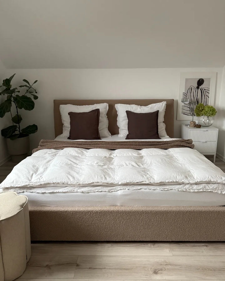 Ottoman Bed Boucle 180 x 200 cm (EU Super King) Taupe Ameire