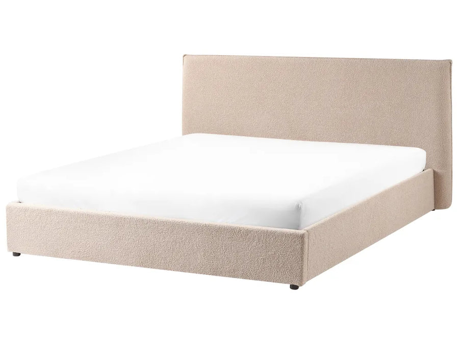 Taupe bouclé ottoman bed 180x200 cm Super King