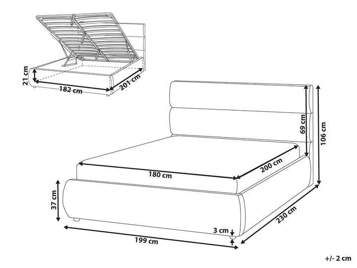 Ottoman Bed Faux Linen 180 x 200 cm (EU Super King) Grey Bedias