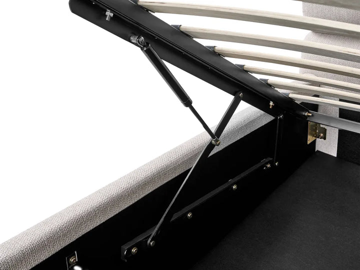 Ottoman Bed Faux Linen 180 x 200 cm (EU Super King) Grey Bedias