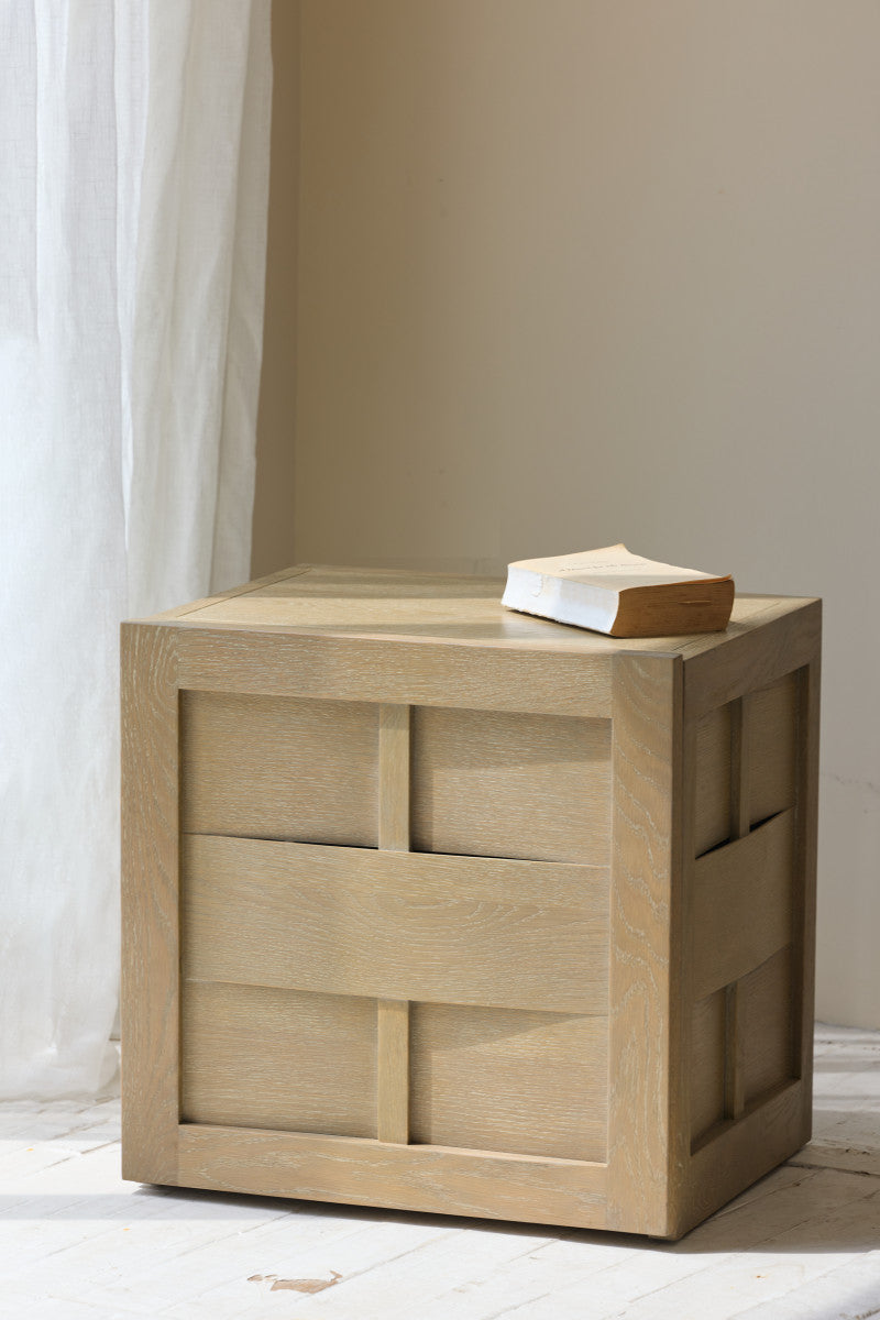 Modern oak bedside table with black panel
