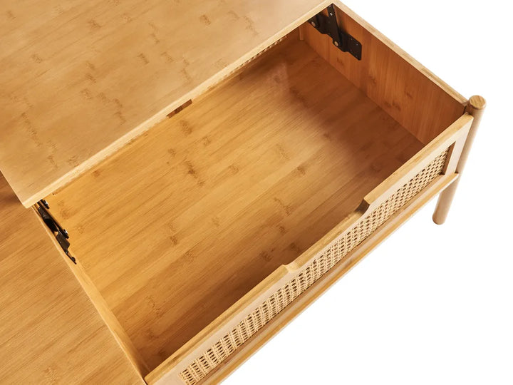 Coffee Table Bamboo Natural with Storage Lakyia