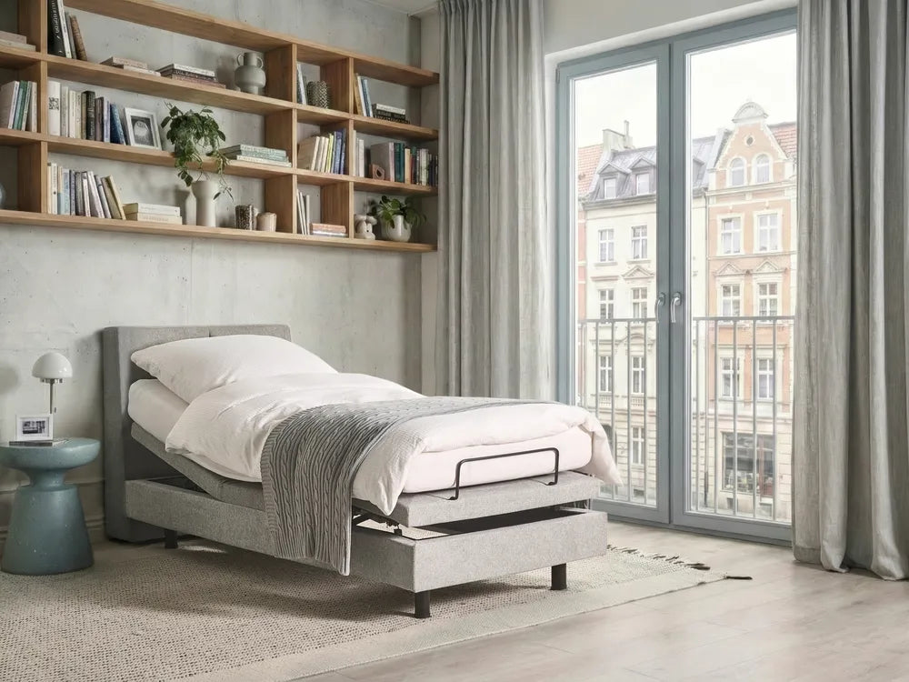 Adjustable Bed Fabric 90 x 200 cm (EU Single) Light Grey Burlyn