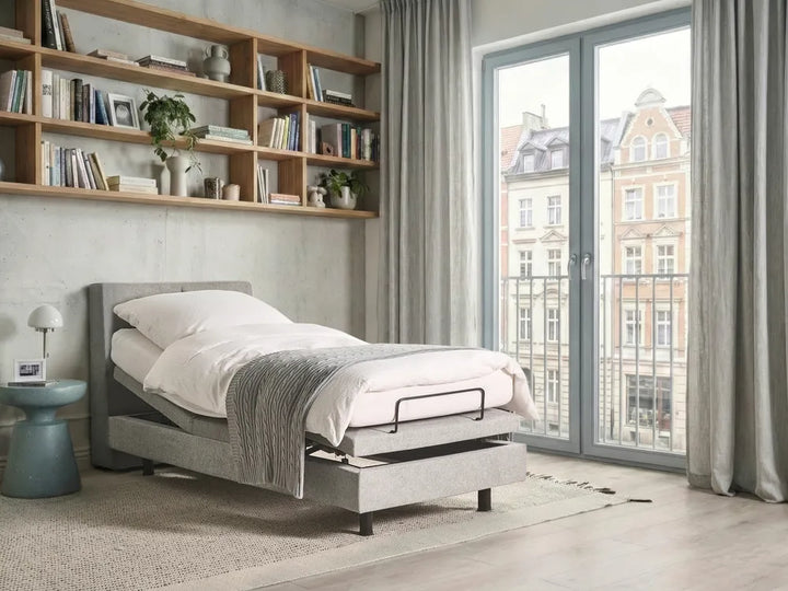 Adjustable Bed Fabric 90 x 200 cm (EU Single) Light Grey Burlyn