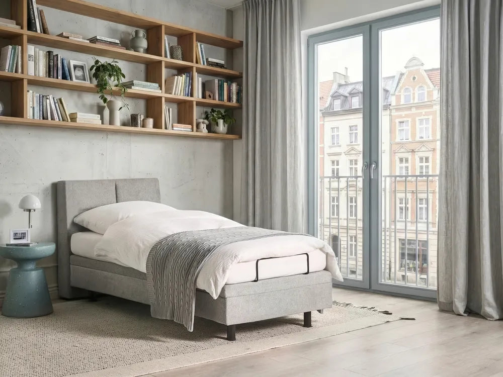 Adjustable Bed Fabric 90 x 200 cm (EU Single) Light Grey Burlyn