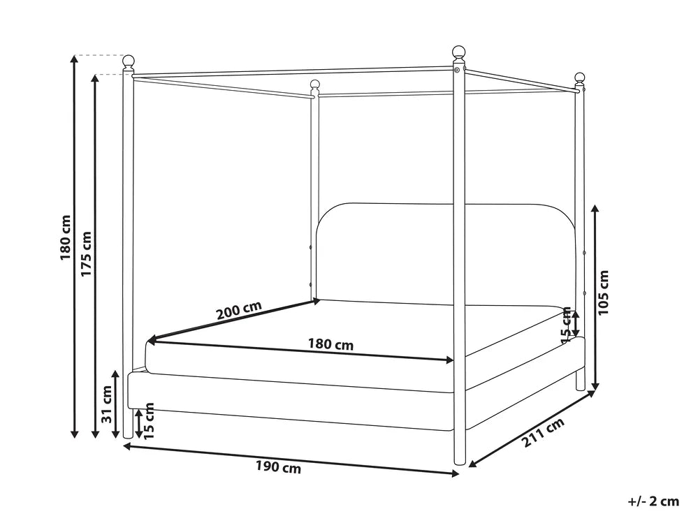 Four Poster Bed Boucle 180 x 200 cm (EU Super King) Taupe Brooklinn