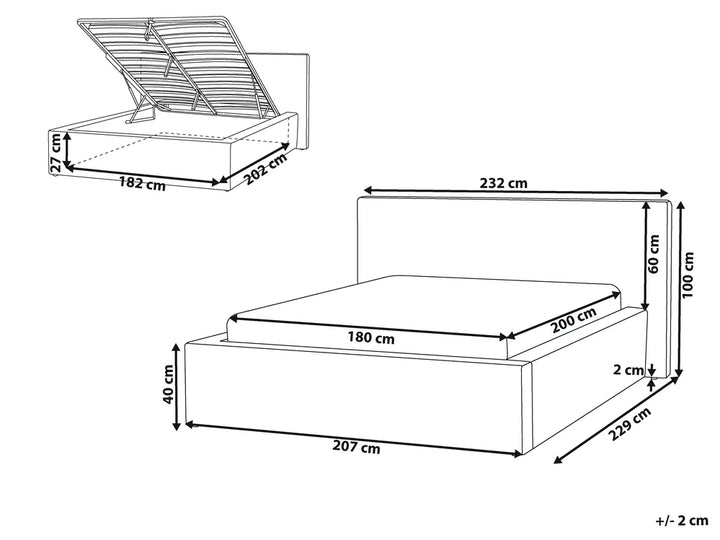 Ottoman Bed Corduroy 180 x 200 cm (EU Super King) Light Beige Corsi