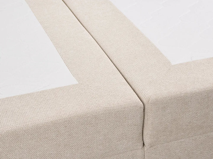 Divan Bed with Storage Fabric 160 x 200 cm (EU King Size) Light Beige Dajai
