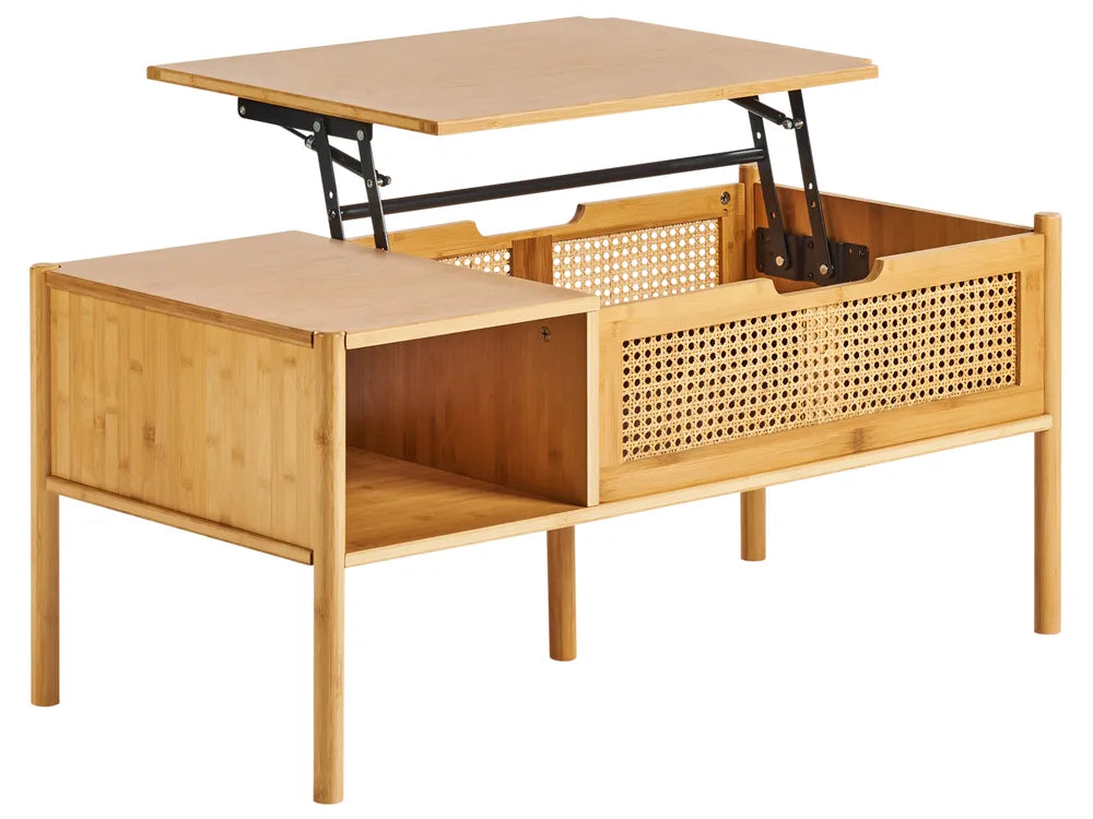 Coffee Table Bamboo Natural with Storage Lakyia