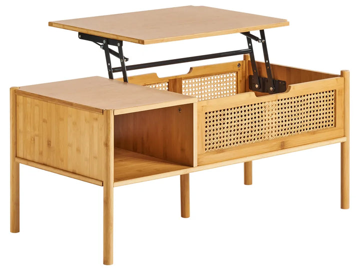 Coffee Table Bamboo Natural with Storage Lakyia
