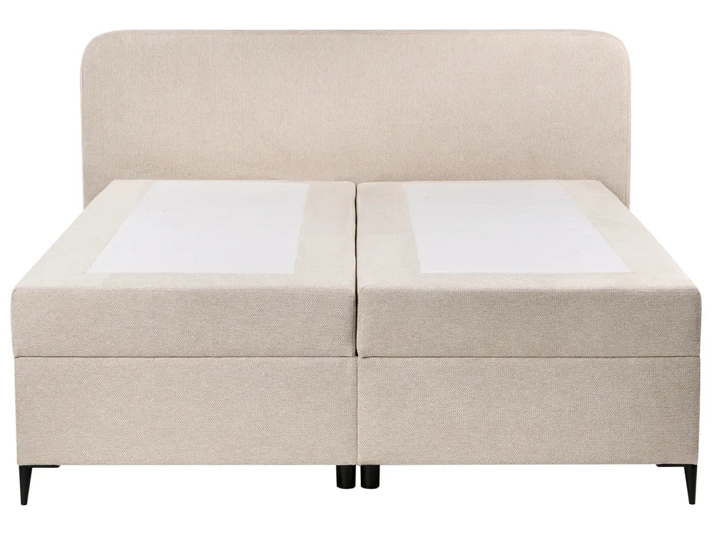 Divan Bed with Storage Fabric 160 x 200 cm (EU King Size) Light Beige Dajai