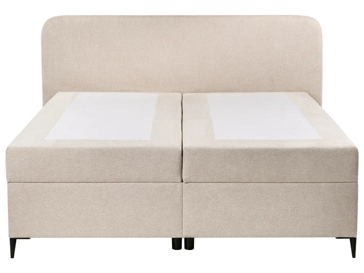 Divan Bed with Storage Fabric 160 x 200 cm (EU King Size) Light Beige Dajai