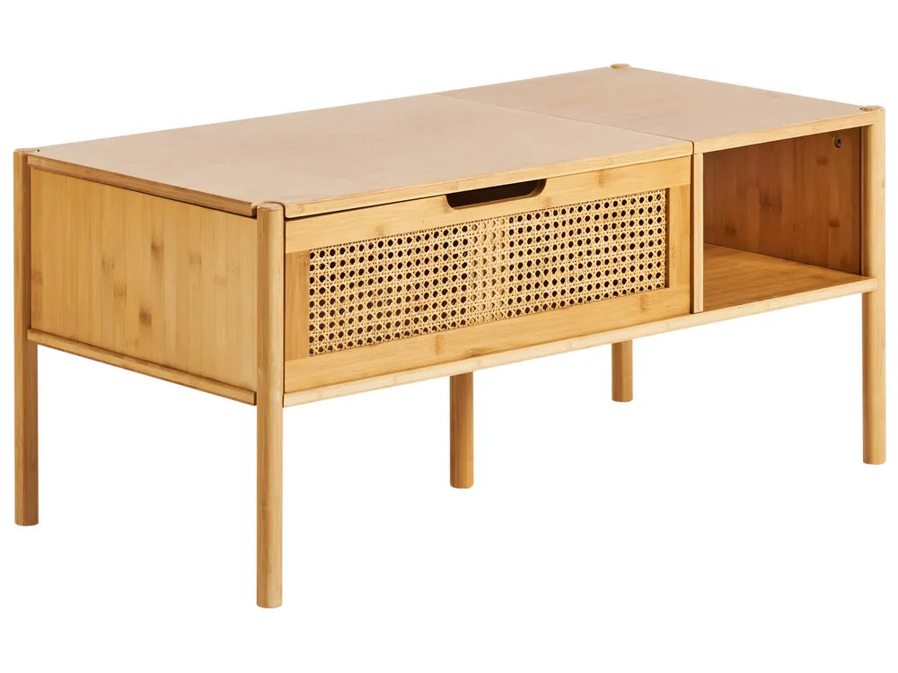 Coffee Table Bamboo Natural with Storage Lakyia