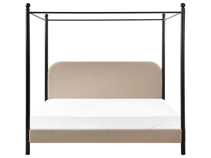 Taupe bouclé four-poster bed 180x200 cm Super King