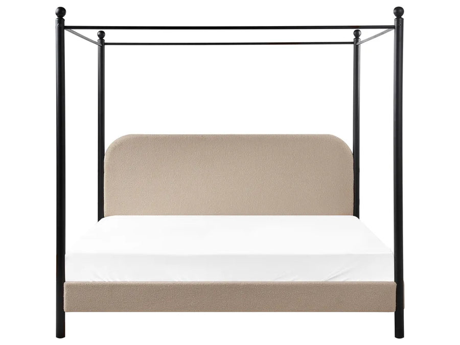 Taupe bouclé four-poster bed 180x200 cm Super King
