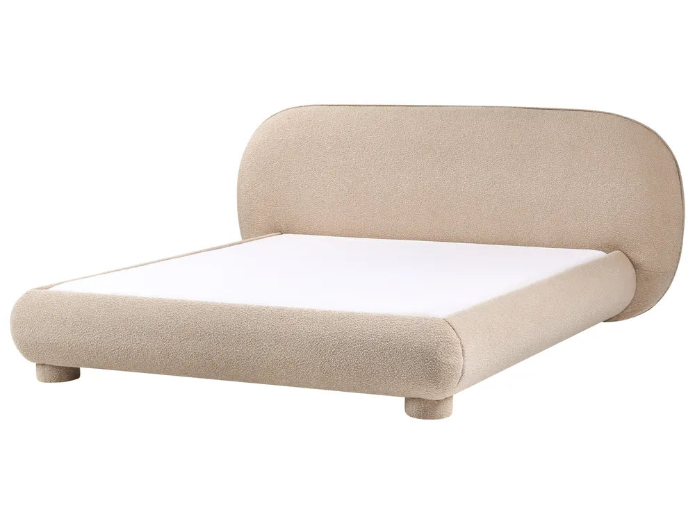 Taupe bouclé king size bed 160x200 cm