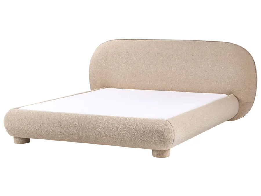 Taupe bouclé king size bed 160x200 cm