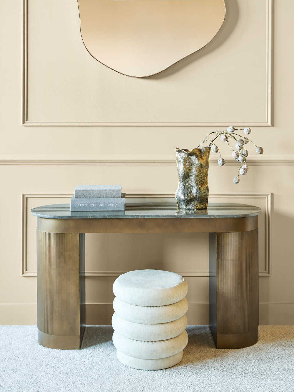 Luxury marble desk with smoked gold base