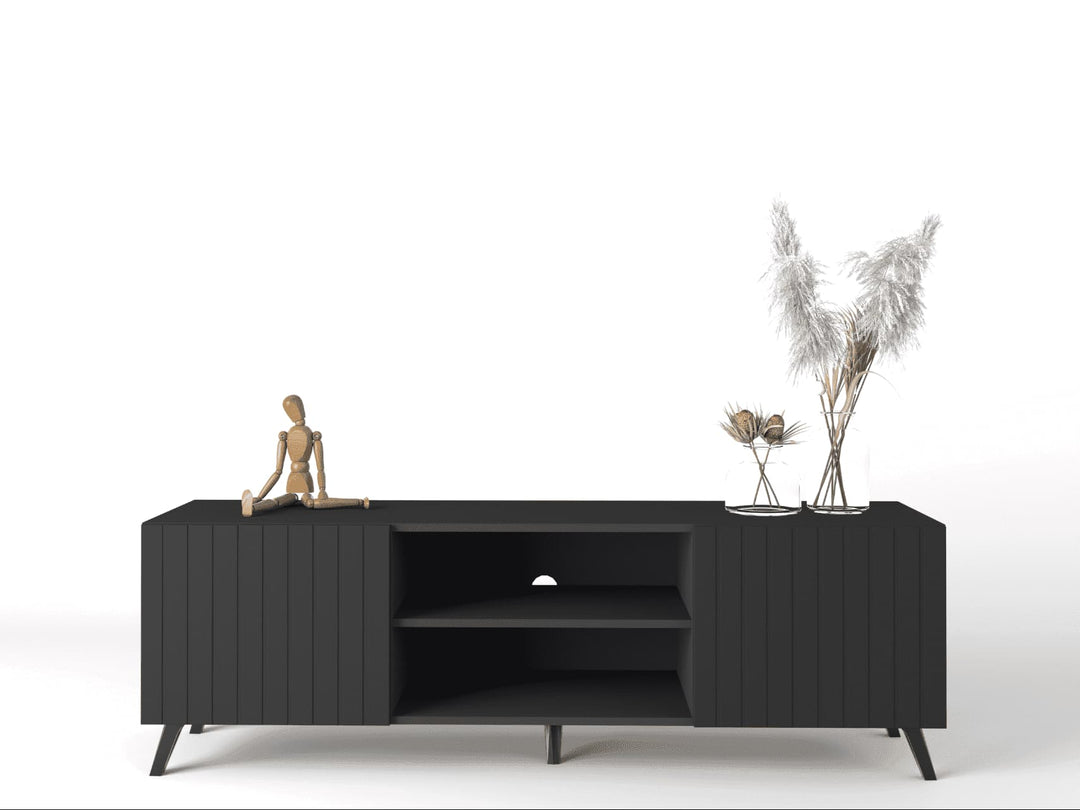 Matte Black Large TV Cabinet