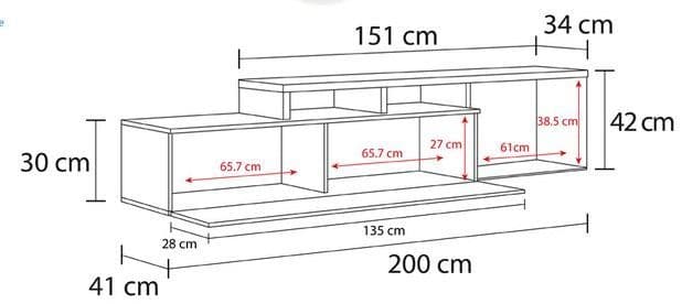 Kays White Gloss And Oak Effect Reversible L-Shaped TV Entertainment Wall Unit Cabinet