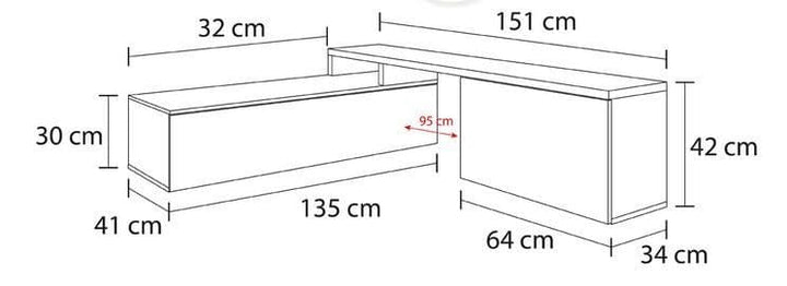 Kays White Gloss And Oak Effect Reversible L-Shaped TV Entertainment Wall Unit Cabinet