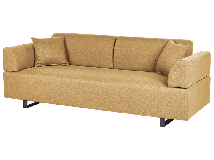 Sofa 3 Seater Fabric Mustard with Tables Quiniya