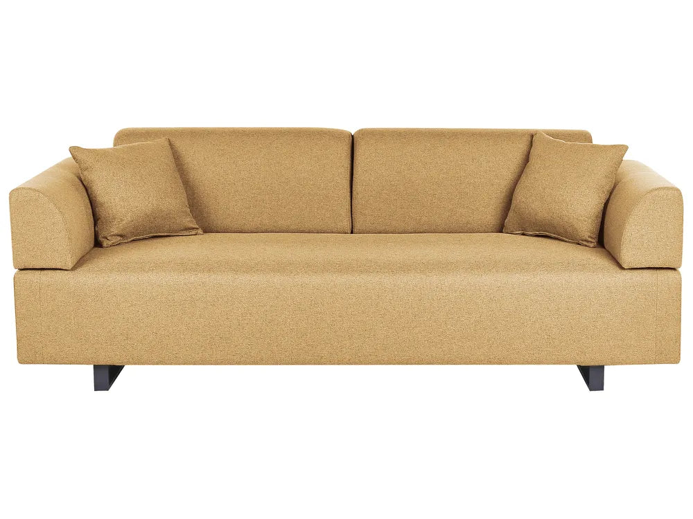 Sofa 3 Seater Fabric Mustard with Tables Quiniya