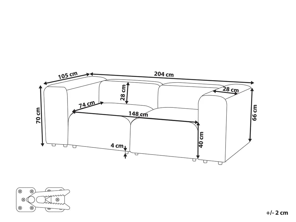 Modular Sofa 2 Seater Boucle Light Beige Alycea
