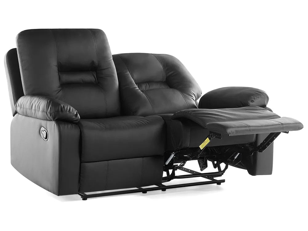 Black leather recliner chair on a white background