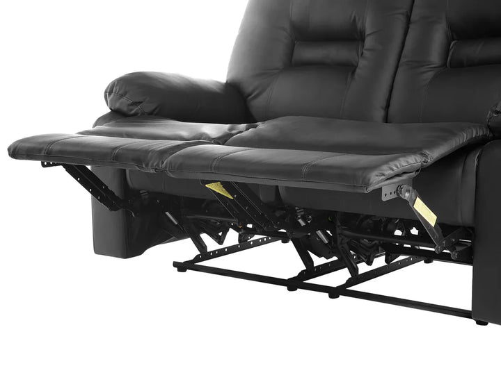 Manual Recliner Sofa 2 Seater Faux Leather Black Caynemore