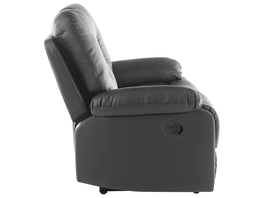 Manual Recliner Sofa 2 Seater Faux Leather Black Caynemore