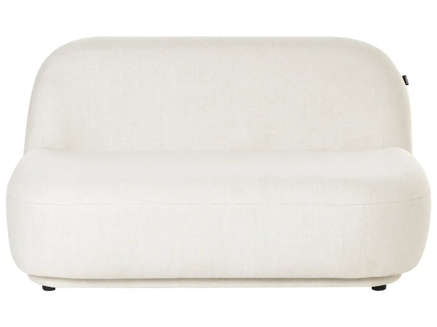 White cushioned ottoman on a white background