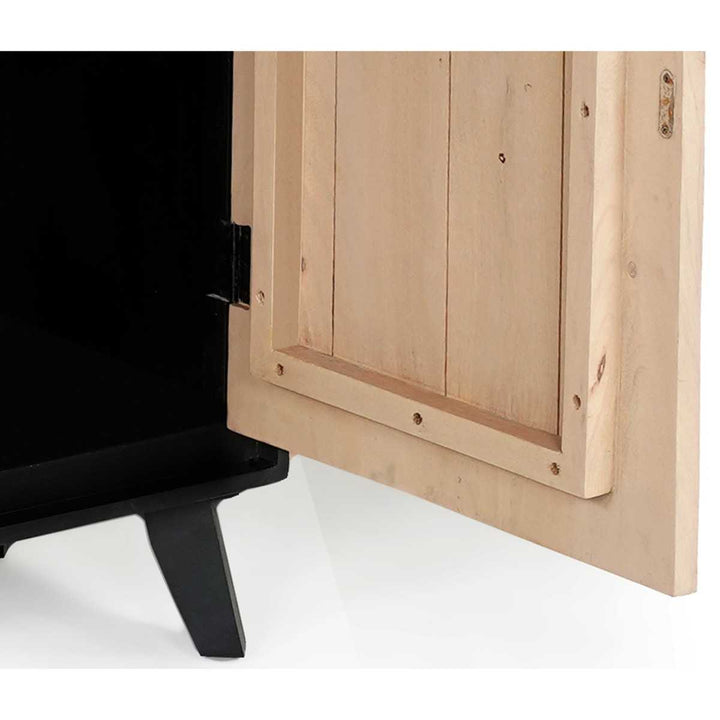 Boho Wooden Bookcase With 2 Doors